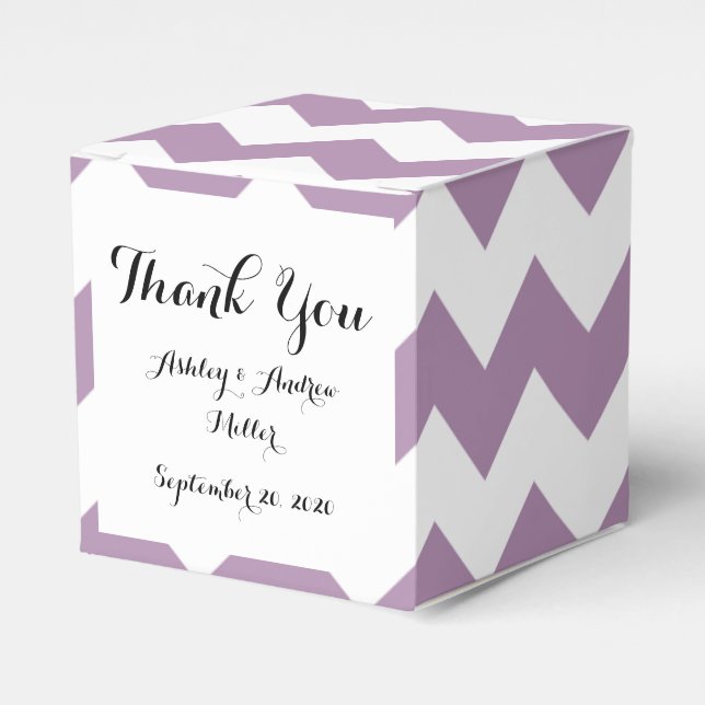 Caja Para Regalos Patrón de Chevron blanco Lavender (Costado Anverso)