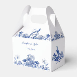 Caja Para Regalos Patrón de China floral azul y blanca con pájaro