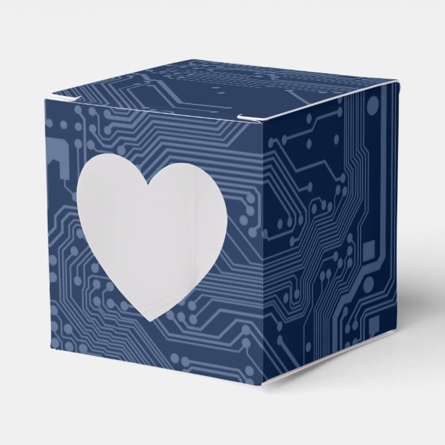 Caja Para Regalos Patrón de circuito de la tarjeta madre azul geek (Anverso)