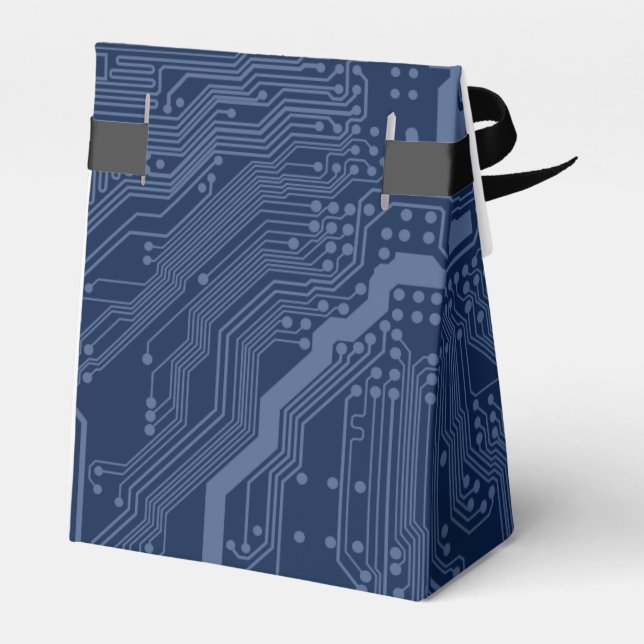 Caja Para Regalos Patrón de circuito de la tarjeta madre azul geek (Reverso)