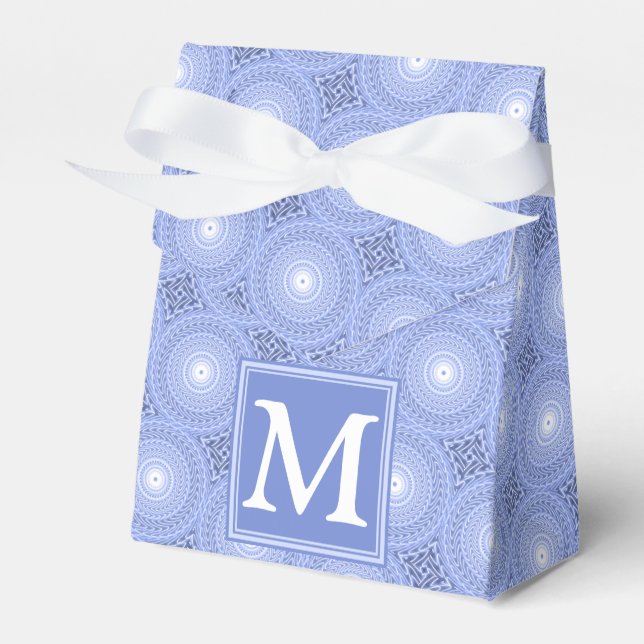 Caja Para Regalos Patrón de círculos azules de monograma (Front Side)