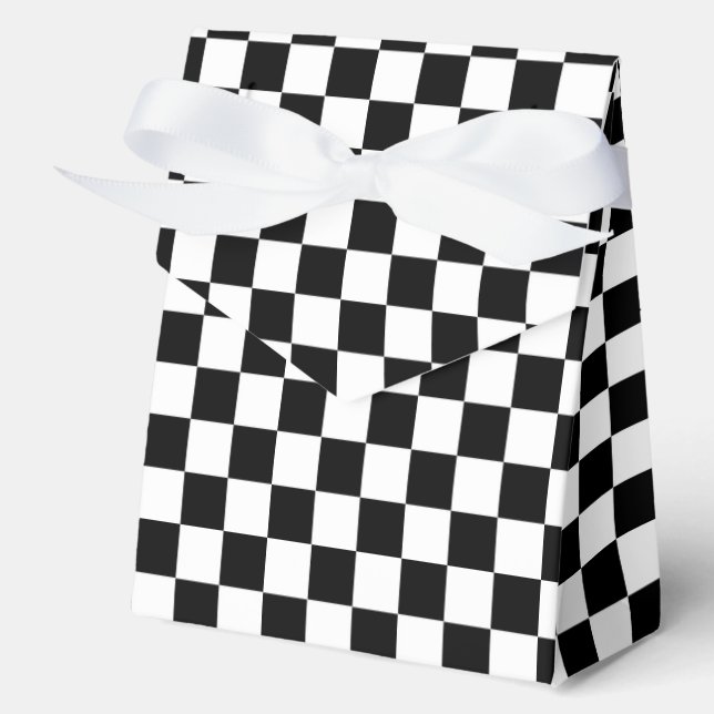 Caja Para Regalos Patrón de comprobación de blanco negro (Anverso)