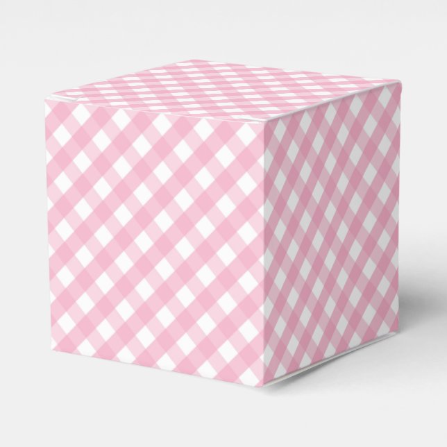 Caja Para Regalos Patrón de comprobación de Gingham rosa (Costado Anverso)