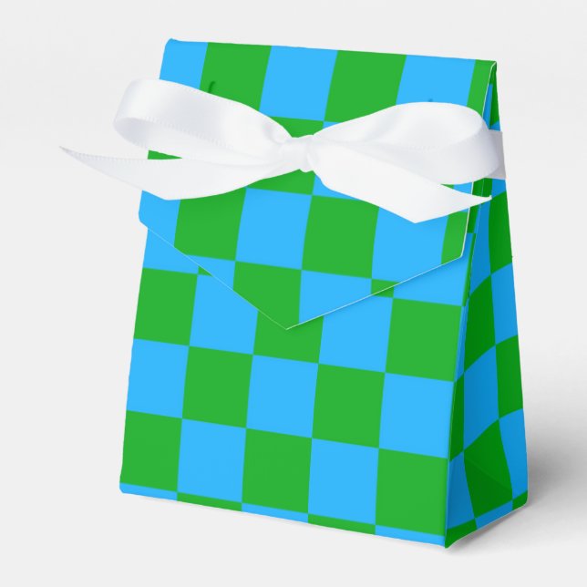 Caja Para Regalos Patrón de comprobación verde azul (Front Side)