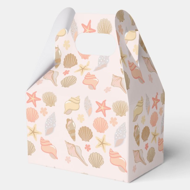 Caja Para Regalos Patrón de Conchas de Mar Rosadas (Reverso )