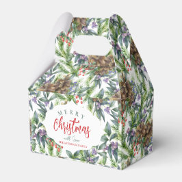 Caja Para Regalos Patrón de conos de pino Feliz Navidad floral