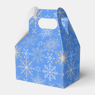 Caja Para Regalos Patrón de copo de nieve Blanco. BG azul claro