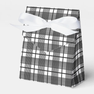 Caja Para Regalos Patrón de cuadros escoceses finos en blanco y negr