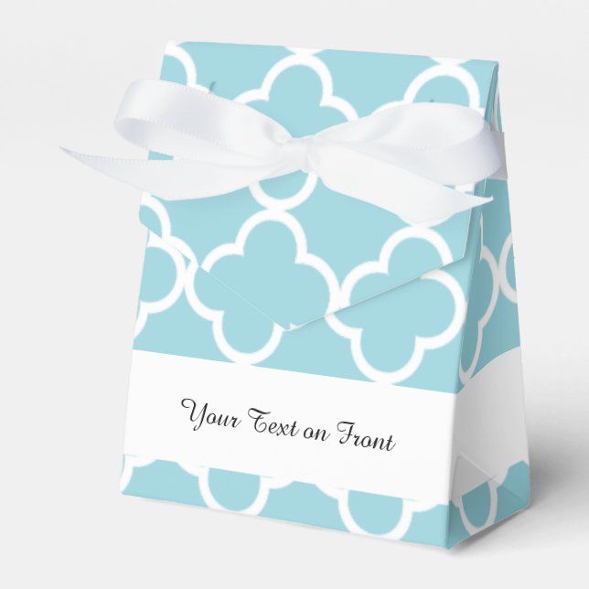 Caja Para Regalos Patrón de cuatrefolios blanco azul marroquí (Front Side)