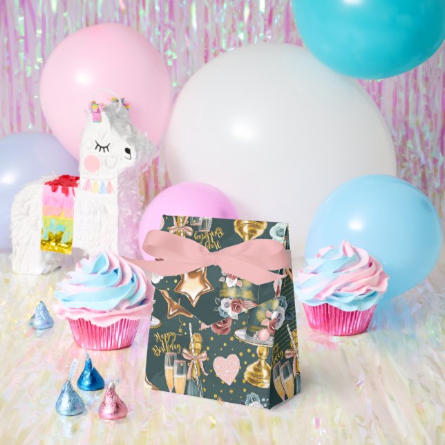 Caja Para Regalos Patrón de Cumpleaños  (Fiesta)
