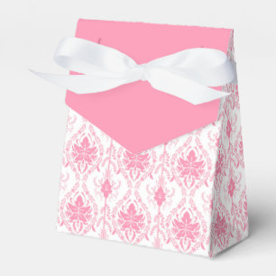 Caja Para Regalos patrón de damasco blanco rosado