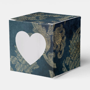 Caja Para Regalos Patrón de damasco de cuento de hadas vintage azul 