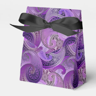 Caja Para Regalos Patrón de Damasco de paisley púrpura exótico