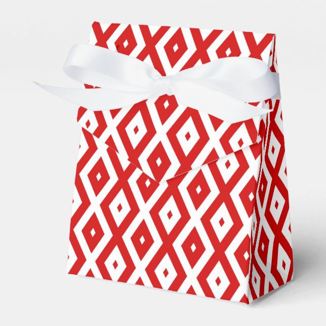 Caja Para Regalos Patrón de diamante rojo y blanco (Front Side)