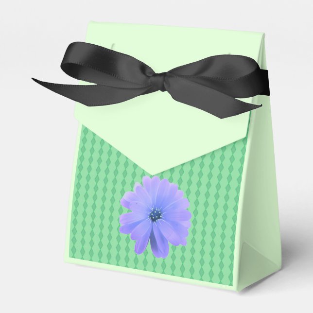 Caja Para Regalos Patrón de diamante verde Flor púrpura (Front Side)