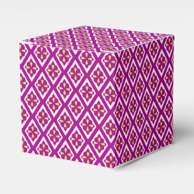 Caja Para Regalos Patrón de diamantes - púrpura de ciruela y rosa (Costado Anverso)