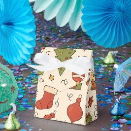 Caja Para Regalos Patrón de Doodle Navideño Alegre