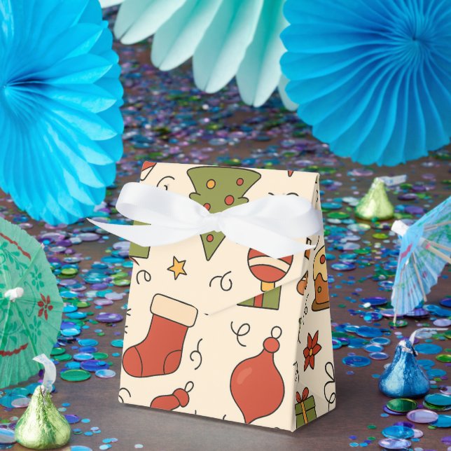 Caja Para Regalos Patrón de Doodle Navideño Alegre (Fiesta)
