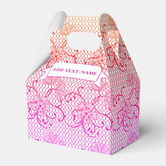 Caja Para Regalos Patrón de encaje floral Personalizado rosa y Naran (Front Side)