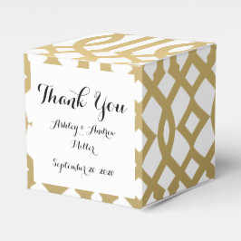 Caja Para Regalos Patrón de enrejado moderno dorado y blanco