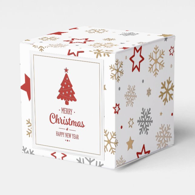 Caja Para Regalos Patrón de estrellas y copos de nieve de los navida (Costado Anverso)