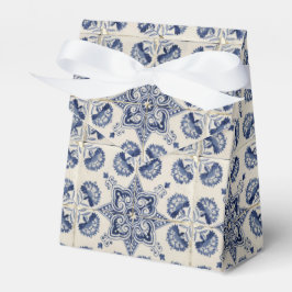Caja Para Regalos Patrón de flor geométrica azul vintage