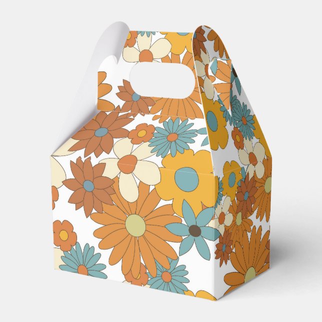 Caja Para Regalos Patrón de flor retro colorido (Front Side)