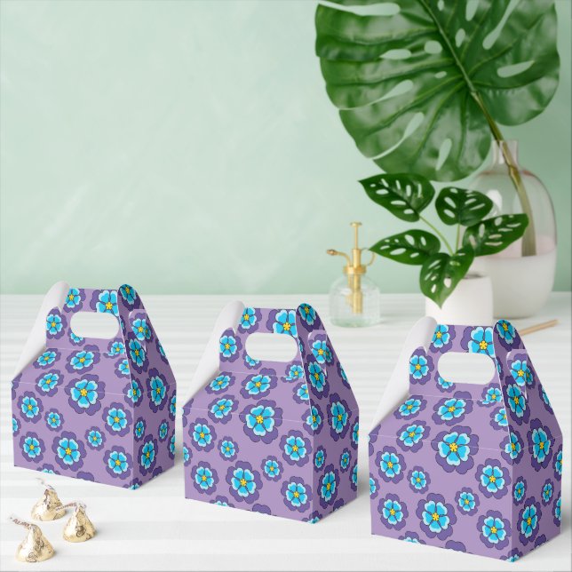 Caja Para Regalos Patrón de flores azules violetas (Múltiple)