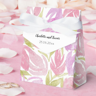 Caja Para Regalos Patrón de flores de color rosa morado de fucsia