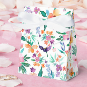 Caja Para Regalos Patrón de flores de prado en acuarela