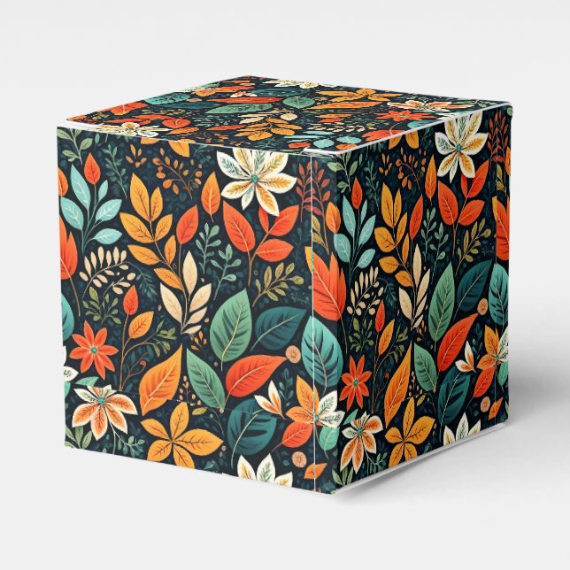 Caja Para Regalos Patrón de flores exóticas florales (Costado Anverso)