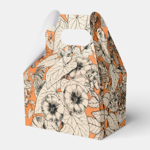 Caja Para Regalos Patrón de flores gráficas blancas naranja
