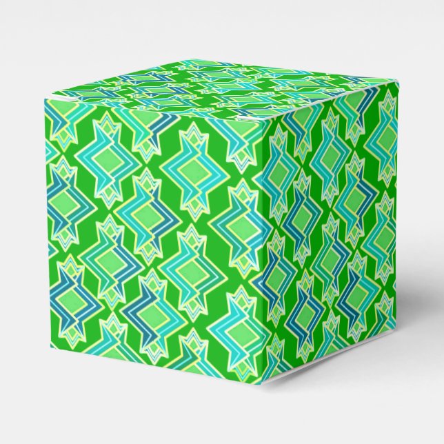 Caja Para Regalos Patrón de fondo Art Deco, verde jade (Costado Anverso)