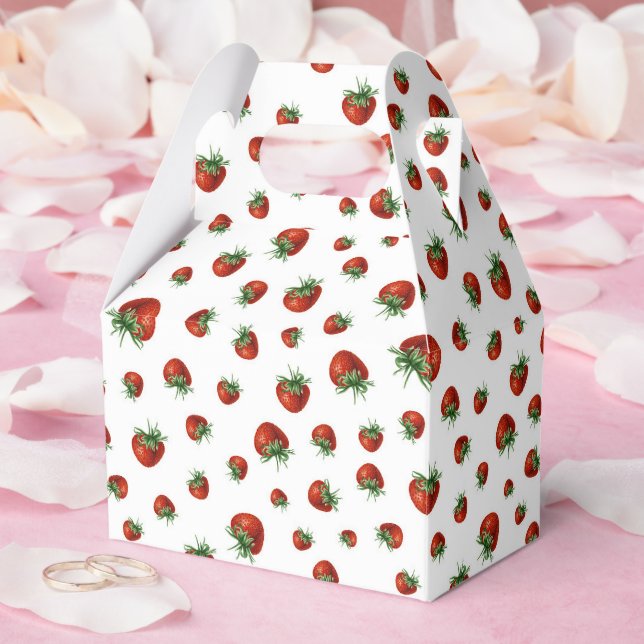 Caja Para Regalos Patrón de Fresa (Boda)