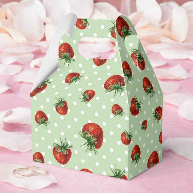Caja Para Regalos Patrón de Fresa (Boda)