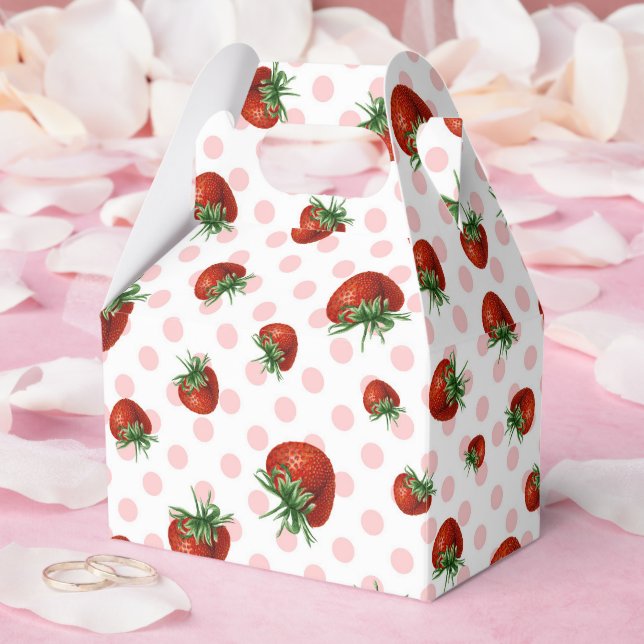 Caja Para Regalos Patrón de Fresa (Boda)
