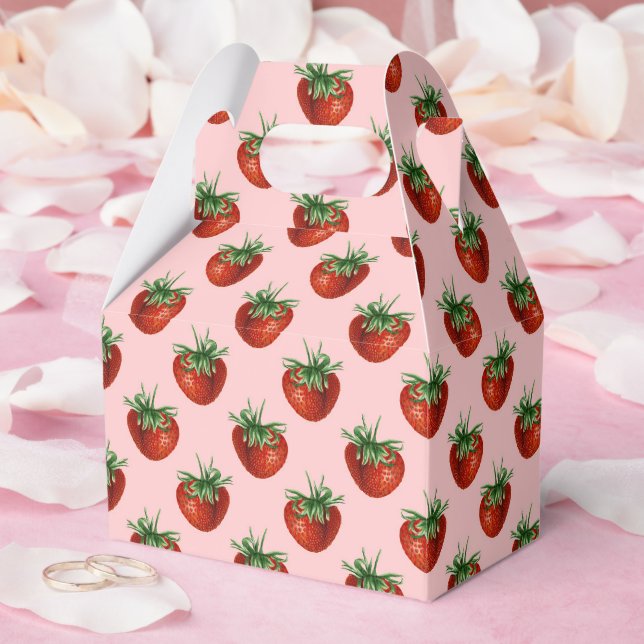 Caja Para Regalos Patrón de Fresa (Boda)