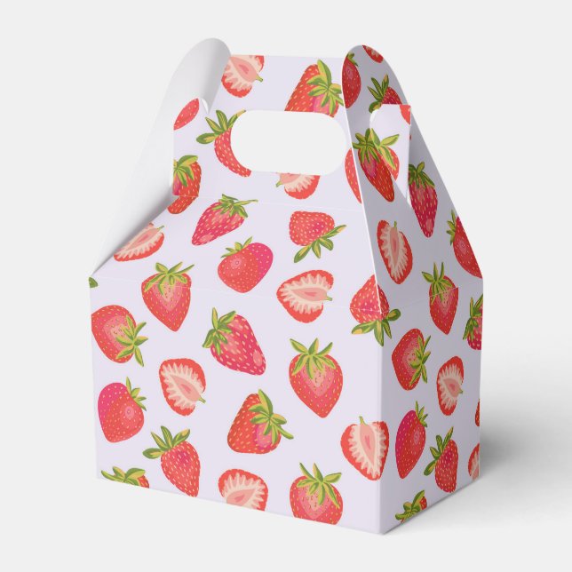 Caja Para Regalos Patrón de Fruta de Fresa Rosa (Front Side)
