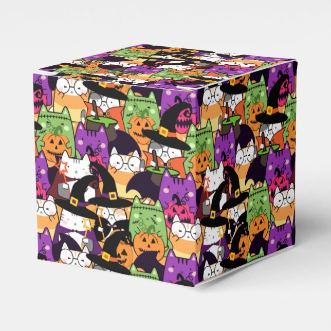 Caja Para Regalos Patrón de gato de Halloween Kawaii (Costado Anverso)