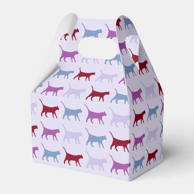 Caja Para Regalos Patrón de gato morado caminando (Front Side)