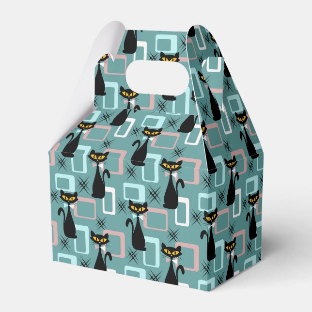 Caja Para Regalos Patrón de gato negro de Mid Century (Front Side)