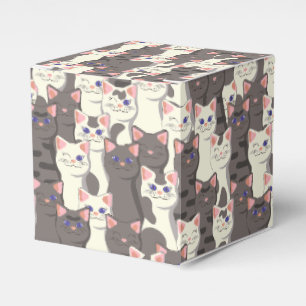 Caja Para Regalos Patrón de gatos blancos y grises