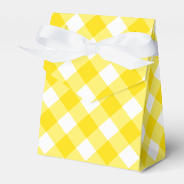 Caja Para Regalos Patrón de Gingham amarillo y blanco (Front Side)