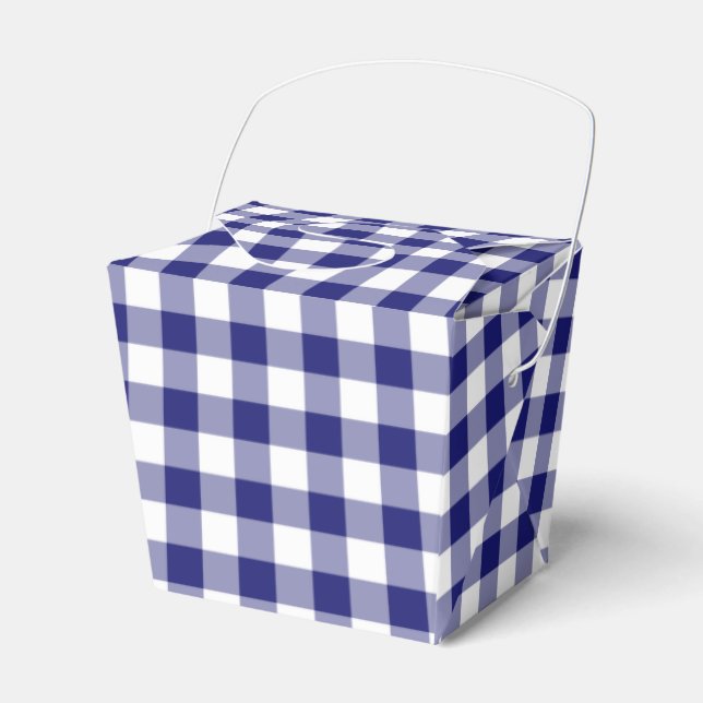 Caja Para Regalos Patrón de Gingham de Blue & White Checkered (Front Side)