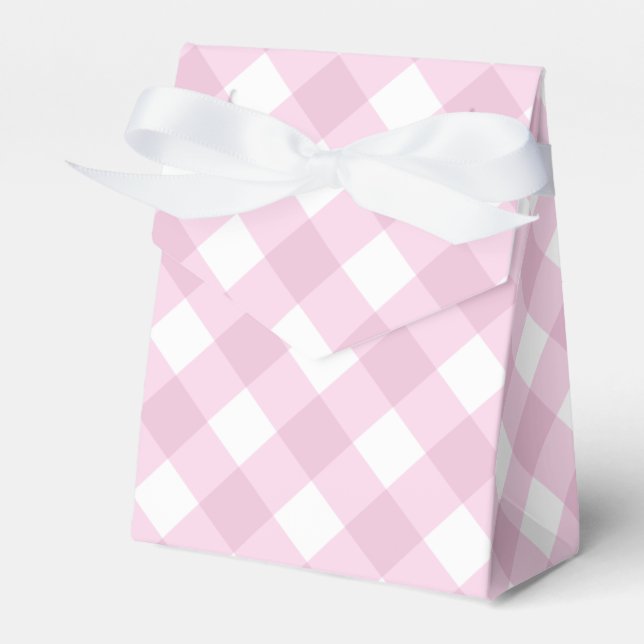 Caja Para Regalos Patrón de Gingham rosa y Blanco (Front Side)