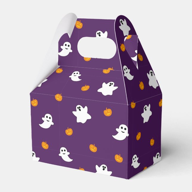 Caja Para Regalos Patrón de Halloween con fondo morado (Front Side)