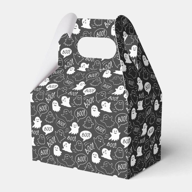 Caja Para Regalos Patrón de Halloween de Doodle Cute de B&W (Front Side)