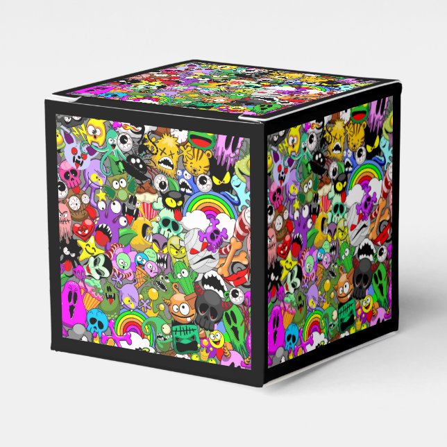 Caja Para Regalos Patrón de Halloween de personajes adorables (Costado Anverso)