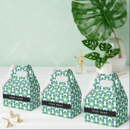 Caja Para Regalos Patrón de Hoja, Hojas Verdes, Tu Nombre