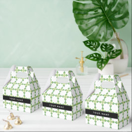 Caja Para Regalos Patrón de Hoja, Hojas Verdes, Tu Nombre
